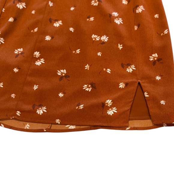 Abercrombie & Fitch Rust Floral Mini Dress Long Sleeve Coquette Cottagecore XSP - Picture 4 of 5